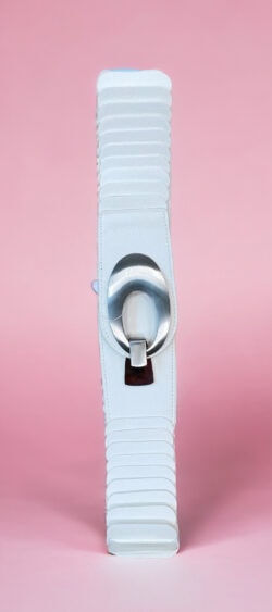 69424. Elastische riem wit met matte ovale gesp