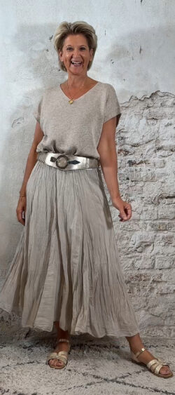 131123. Cotton crinkle rok beige