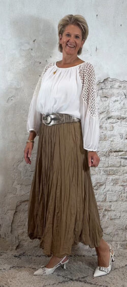 135640. Cotton crinkle rok camel