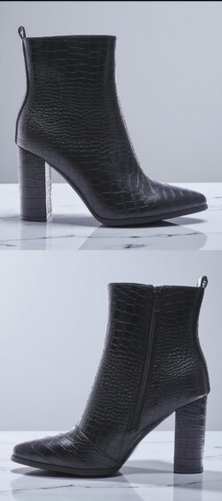 6010-89. Croco Enkellaars met Hoge Hak