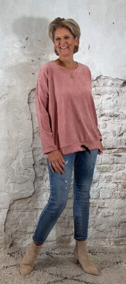147797. Iris velourse koord sweater roze