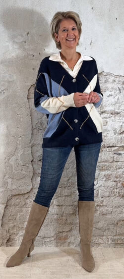 253129. Steffy vest ruit blauw (25 november weer op voorraad, je kunt al bestellen)