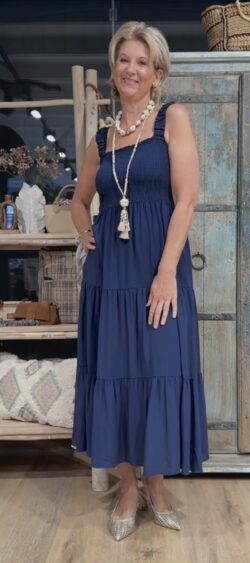 Smocktop jurk donkerblauw - Elza 184037