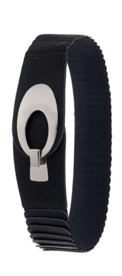 46973. Elastische riem matte ovale gesp zwart