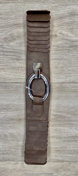 76492. Elastische riem ovale gesp bruin