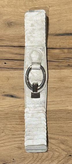 83173. Elastische riem ovale gesp zilver