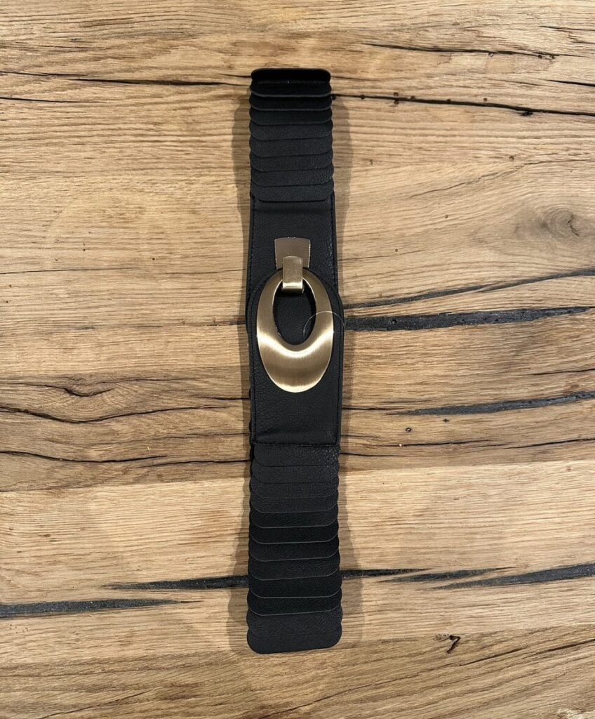 elastische riem zwart dames met gouden gesp stretch riem