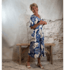 travel jurk midi leafs donkerblauw
