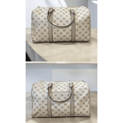 luxe weekend tas in trendy design beige taupe. met schouderriem en volop bergruimte