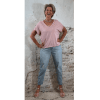 gravelshirt v hals viscose oud roze recht model
