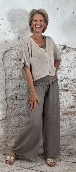 128257. LAATSTE 2! Ibiza crêpe broek taupe