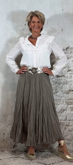 128250. Cotton crinkle rok taupe