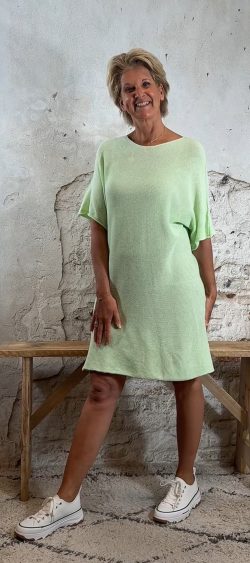 Gebreide Ibiza strand tuniek lime