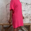 Gebreide tuniek framboos ibiza stijl