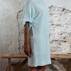 Gebreide Ibiza stijl tuniek effen mint / ijsblauw opzij