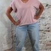 gravelshirt v hals viscose oud roze recht model
