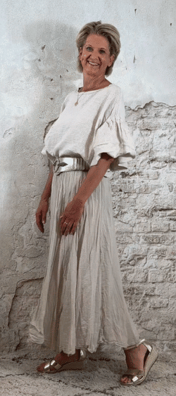131123. Cotton crinkle rok beige