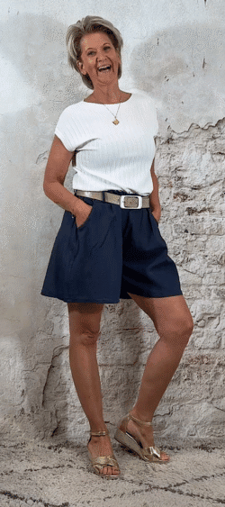 129430. LAATSTE 2! Len short donkerblauw Plus Size