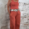 terra top met gouden elastische roem en terra wijde broek