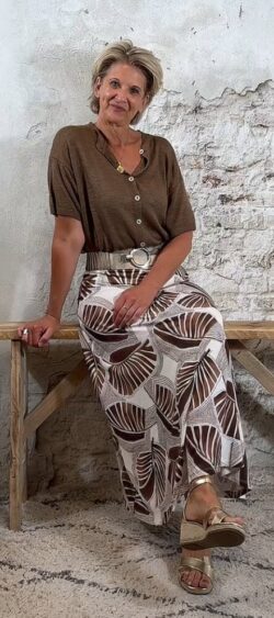 128552. Lino blouse vest bruin (1 juli weer op voorraad, je kunt al bestellen)