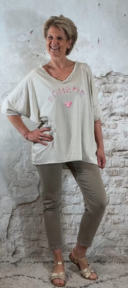 Oversized shirt Boheme rafel zand
