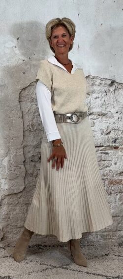 ✔️138017. Elza gebreide a-lijn rok beige