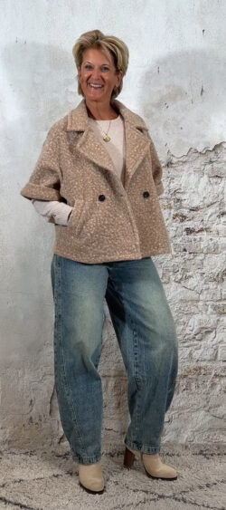 Cher wollook jas met korte mouw beige