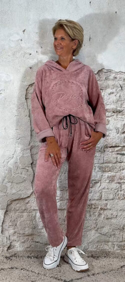 138004. Velourse jogger oud roze