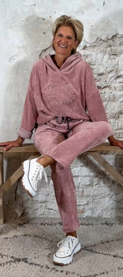 137995. Velourse hoodie met 3d print oud roze