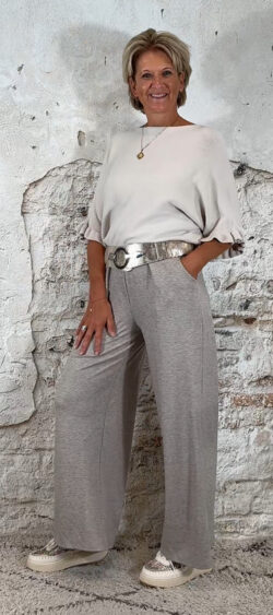 142297. Len wijde lounge broek taupe