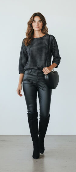 146552. Iris koord sweater geruit zwart