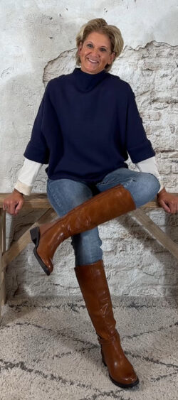 144467. Bibi button pullover donkerblauw