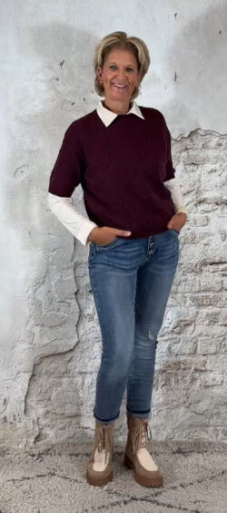 144485. LAATSTE 2! Elza pullover heart bordeaux