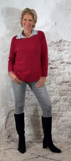 139988. Bibi basic pullover bordeaux (14 oktober weer op voorraad, je kunt al bestellen)