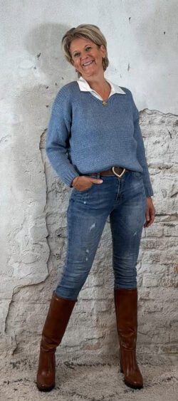 MC-7216B. Jeans elastische taille destroyed