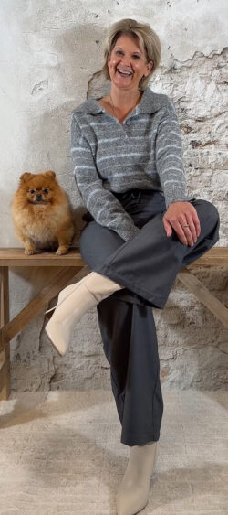 253088. Steffy polo trui streep grijs