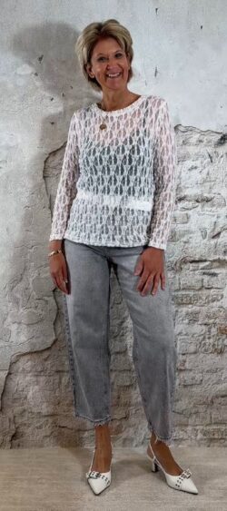 161462. Evy lace longsleeve shirt wit (3 februari weer op voorraad, je kunt al bestellen)