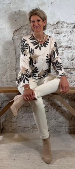 161488. Bibi dunne pullover leafs antraciet