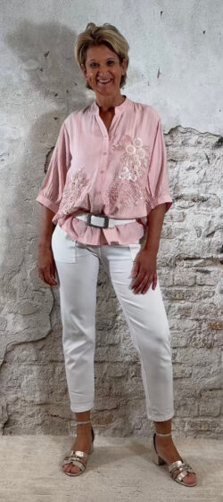 160341. Evy blouse fashion flower roze