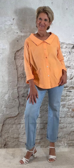 160400. Elza babyrib/jog blouse orange