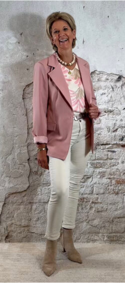 161487. Bibi dunne pullover leafs roze