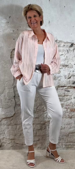 250116. Steffy blouse streep strass roze