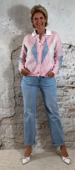 263030. Steffy lente vest ruit roze (3 februari weer op voorraad, je kunt al bestellen)