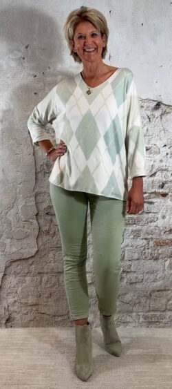 161483. Bibi dunne pullover ruit lindegroen (10 februari weer op voorraad, je kunt al bestellen)