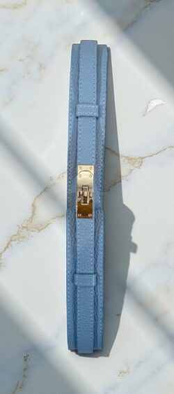 Leren fashion riem jeansblauw