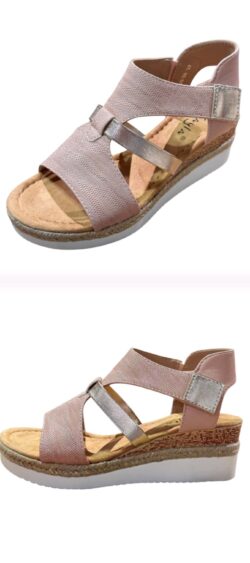 KA25-39. Lino sleehak sandaal oudroze