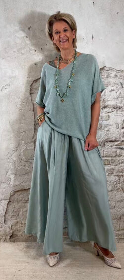 166891. Bibi oversized cotton pullover v-hals menthol