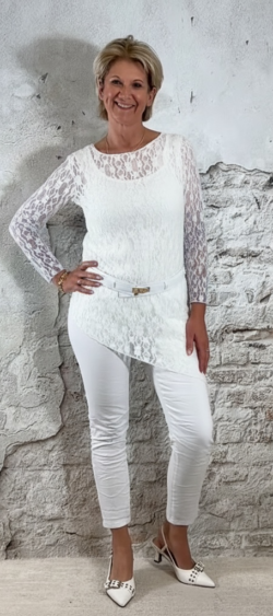 164041. Evy lace longsleeve asy wit