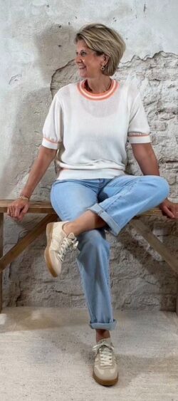167532. Ailan sporty pullover off white light orange