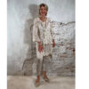 gehaakte ecru tuniek dames boho jurk met trompetmouwen en open patroon
